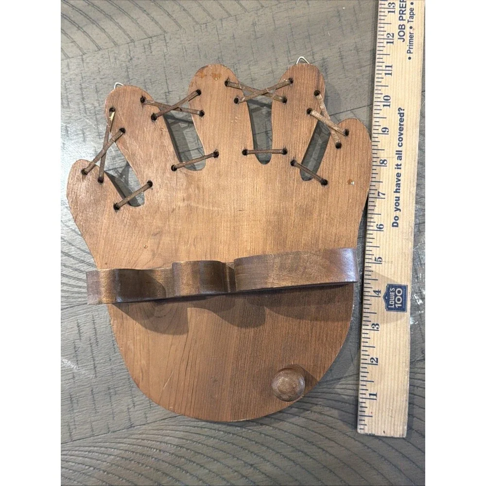 Wooden shelf Baseball Glove Mitt Wall Mount Bat Ball Holder Display Rack